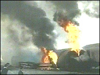 Iranski teretni voz u plamenu