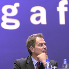 Tony Blair at a party conference