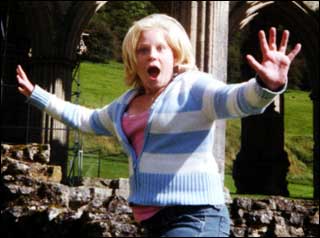 Rebecca Keen with her arms outstretched