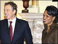 ديدار رايس و بلر در مرحله اول سفر اروپايی رايس