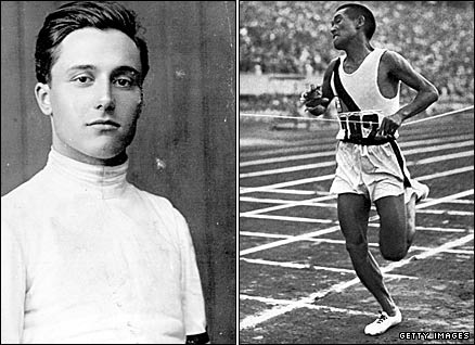 Italian fencer Nedo Nadi (left) and Sohn Kee-chung