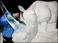 Escultura de gelo da exposição