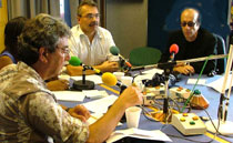 Graham Gouldman, Beverly Knight, Colin Martin and Robin Gibb listen to the finalists