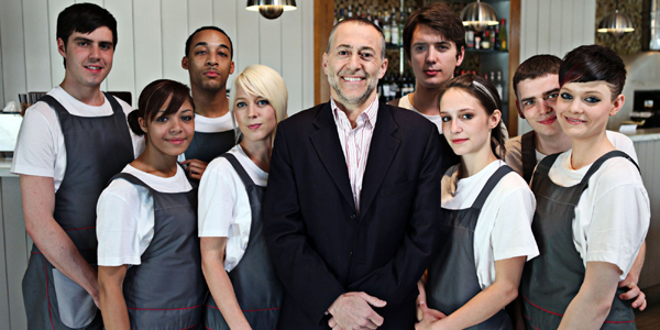 Michel Roux with his trainees