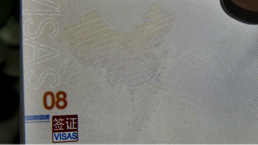Hình lưỡi bò trên các trang số 8, 24 và 46 của hộ chiếu Trung Quốc