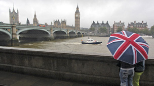 People under an umbrella in London