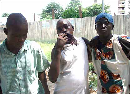 Streetchildren sniffing glue on the streets of Brazzaville