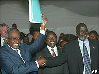 Představitelé súdánské vlády a povstalců