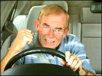 Angry man driving