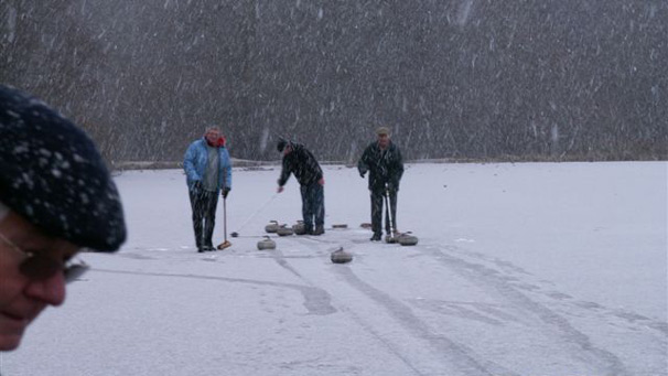 Curling as the snow falls