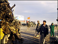 بقايای موتر منفجر شده