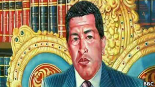 نقاشی از نیم تنه هوگو چاوز، رئیس جمهوری ونزوئلا