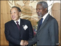 کوفی عنان و لی ژائو زينگ وزير خارجه چين