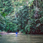 Canoeing in the Khao Sok National Park, southern Thailand, where the Nam Talu Bat Cave is located