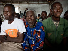 Congolese villagers attending a seminar on awareness on sexual violence in Mwitobwe, south-east D.R. Congo.