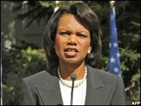 a secretária de Estado americana, Condoleezza Rice