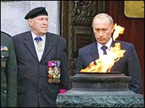 پوتين در مزار سرباز گمنام بلژيک