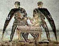 Detail of mural inside Hitler's bunker showing German soldiers