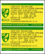 City v Vitesse Arnhem European Cup tie tickets
