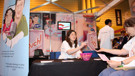 Here's Ouch's Emma Tracey on the stand, chatting to a member of the public