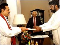 Minister Rambukwella taking office