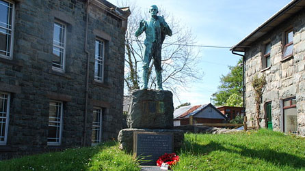 Hedd Wyn statue in Trawsfynydd. Photo © Alan Fryer and licensed for reuse under a Creative Commons Licence