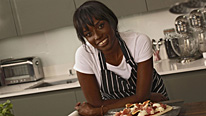 Lorraine Pascale with her shortcrust pastry fig, cream cheese and mint tart