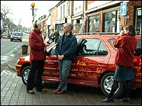 Picture: Kate and Anita set up camp in Watton