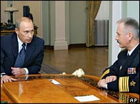 رئيس جمهور روسيه با فرمانده جديد نيروی دريايی گفتگو می کند