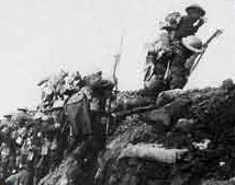 The soldiers scrambled out of the trenches when the 'Over the Top' order was given