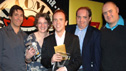 After the 2005 Final. Mark Stein (one of the judges), Sarah Millican (runner-up), Tom Allen (winner), Edward Aczel (runner-up) and Dara O'Briain (compere).