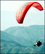 A parachutist in action