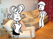 Alice and Tim in the sittingroom