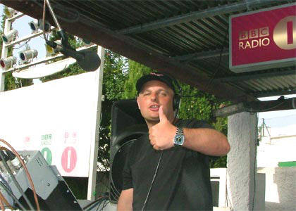 Dave on the decks in Ibiza 2004