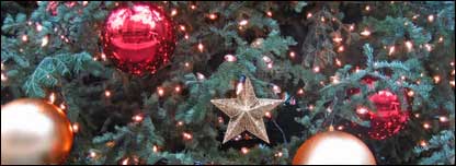 Decorations on a Christmas tree