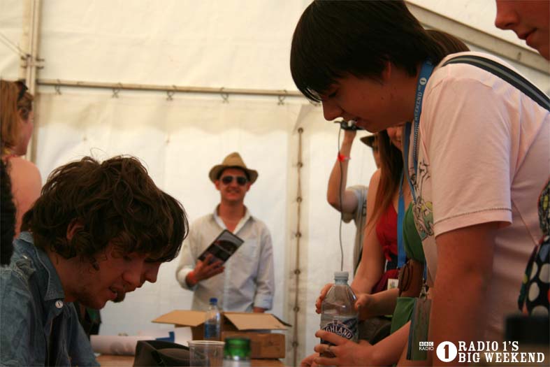 The Kooks in the signing tent