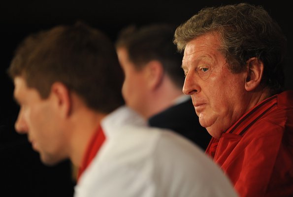 Roy Hodgson and Steven Gerrard at an England press conference