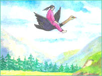 نازيه سوار بر پشت قاز سياه نزد جادوگر می آيد.