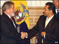Lula e o presidente do Equador, Lucio Gutiérrez