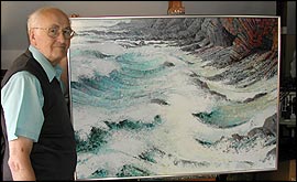 Geoffrey Sutcliffe with one of his latest works