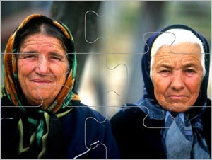 Jigsaw puzzle. Two elderly Romanian women.