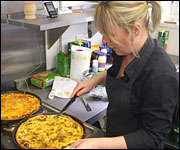 Nearly ready to serve up. The quiche lorraine fresh out of the ovens.