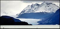 The Grey Glacier in Chile falling into the sea