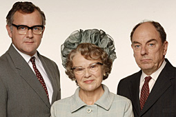 Julie Walters stars as Mary Whitehouse with Hugh Bonneville (left) as Sir Hugh Carleton Greene and Alun Armstrong as her husband, Ernest
