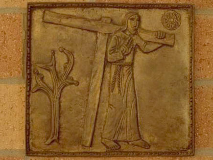 The cross is laid upon Jesus