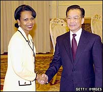 Condoleezza Rice se encontrou com o premiê Wen Jiabao 