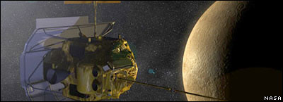 نقش خیالی از نزدیک شدن مسنجر به عطارد، ناسا