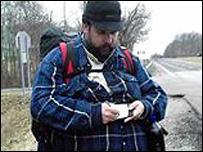 Image of Steve Vaught walking across the US