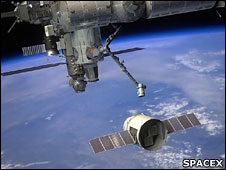Artist's impression of Dragon visiting the ISS