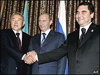 Қозоғистон Президенти Нурсултон Назарбоев, Россия Президенти Владимир Путин, Туркманистон Президенти Қурбонқули Бердимуҳаммадов